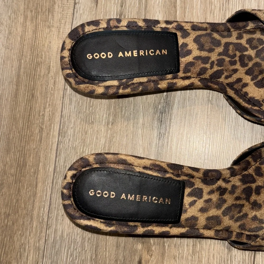 Good American Leopard Square Toe Heels